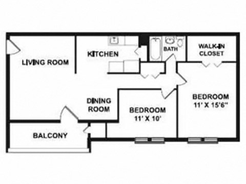 B2 B2U 2B 1B 994SF Floor Plan at Gates of West Bay, Norfolk, 23503